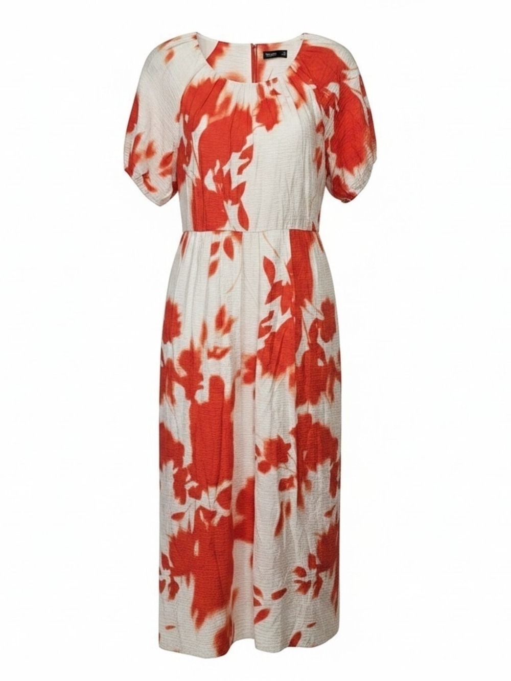 Simply Vera Vera Wang Orange & White Floral Midi Dress Business Casual Office